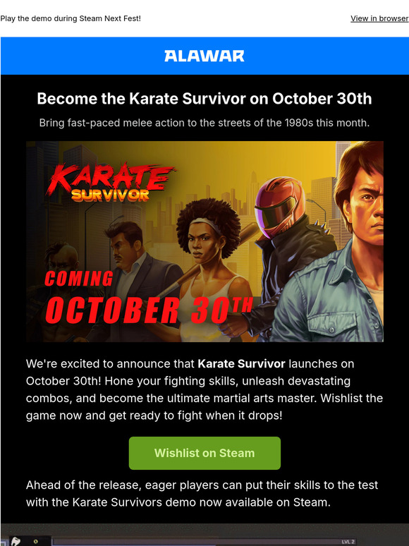 Release date revealed for Karate Survivor 🥡