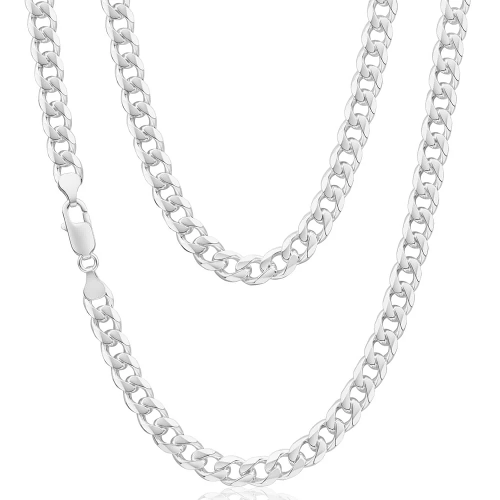 Image of Sterling Silver Dicut Bevelled 220 Gauge 60cm Curb Chain