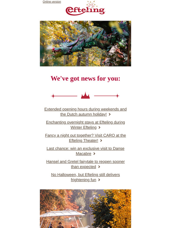Extended opening hours during weekends and the Dutch autumn holiday!