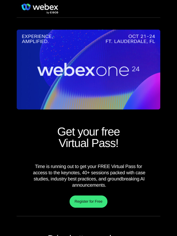 Free Virtual Pass to AI innovation at WebexOne