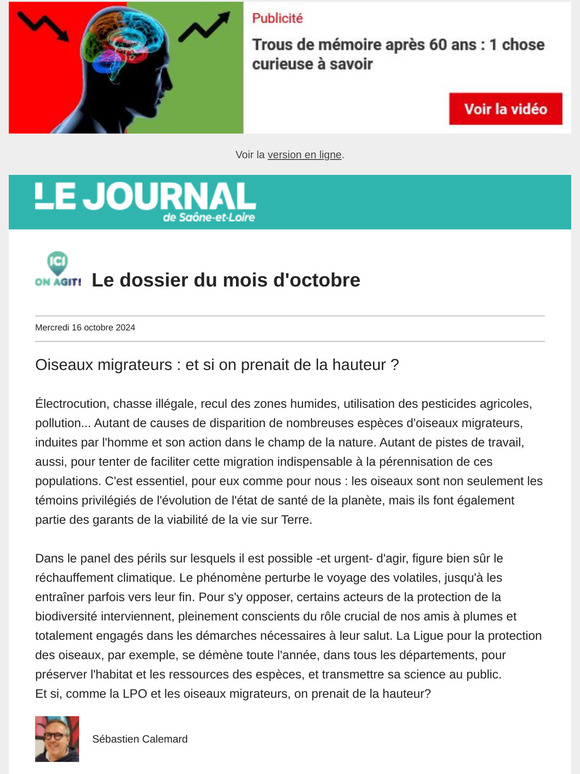 Ici on agit | Facilitons l'envol des oiseaux migrateurs !