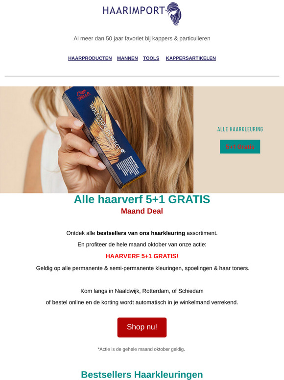 Oktober Maand Deal: Haarverf 5+1 gratis bij Haarimport