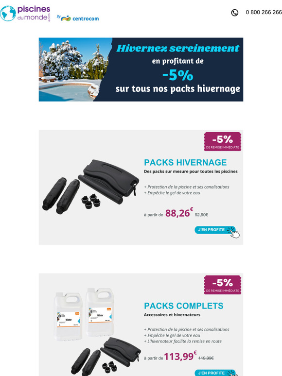 Hivernage : -5% sur tous nos packs !