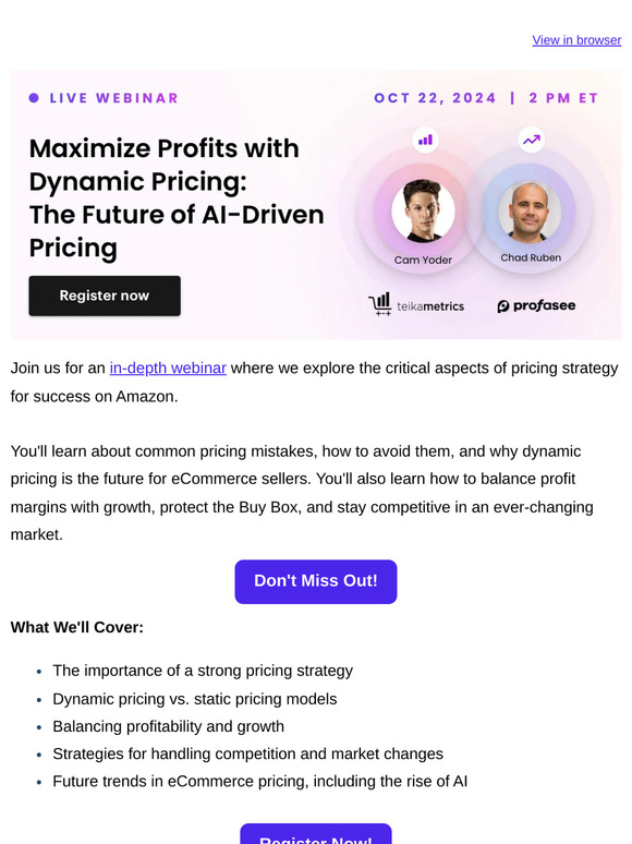 📈📉 Dynamic Pricing Strategies for eCommerce Sellers: Webinar Tuesday