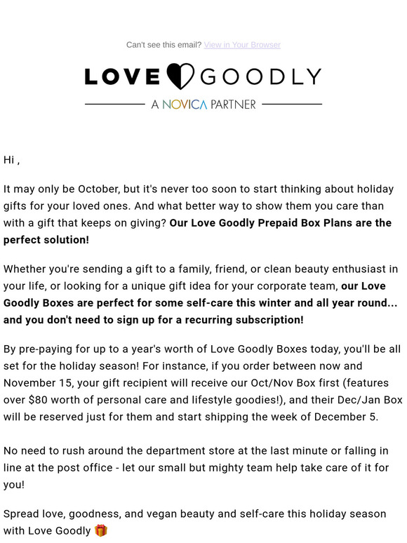 Your Easy Holiday Gifting Solution: Love Goodly Prepaid Box Plans 🎁😊