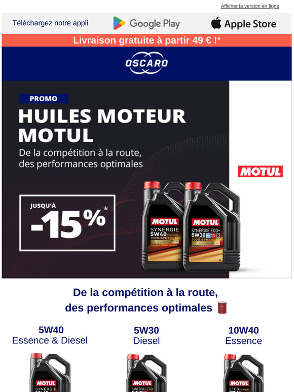 Jusqu'à -15% sur les huiles Motul !