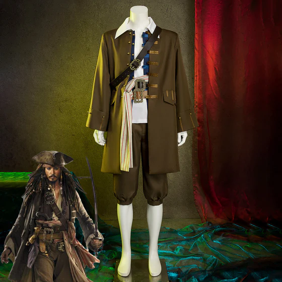 [in stock]Pirates of the Caribbean Jack Sparrow Halloween Cosplay Costume