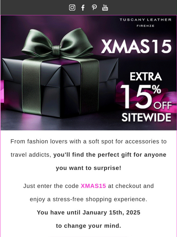 -15% OFF EVERYTHING! It's never too early for gifts 🎁