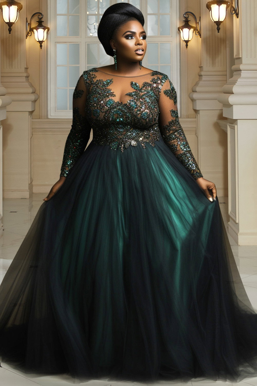 green emerald velvet dress Amazon.com: XPLUSWEAR Plus Size Elegant Evening Dress for Women, Evening V  Neck Half Sleeve Patchwork with Pocket Maxi Dress Green : Clothing, Shoes &  Jewelry
