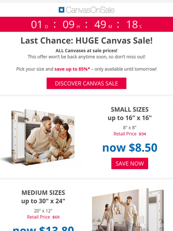 Act fast: Canvas Prints Sale ends tomorrow!