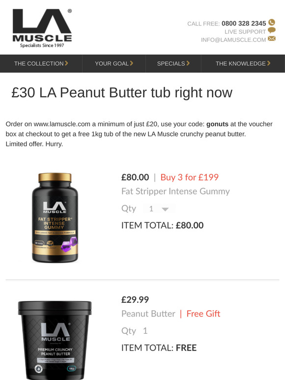 Free £30 LA Peanut Butter 1kg today