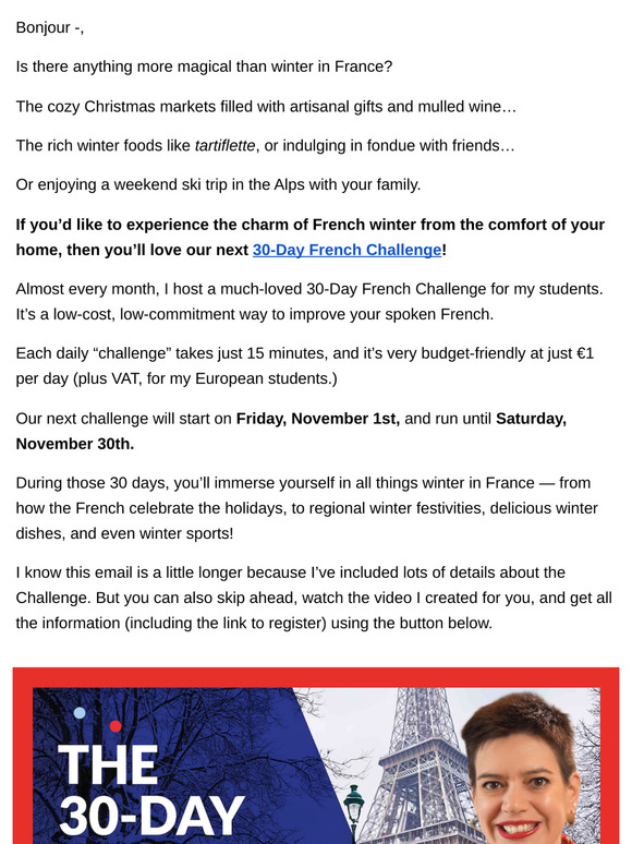 [€30] Experience winter in France while improving your spoken French ❄️