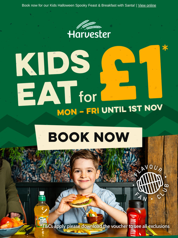 Kids Eat for £1 is back Mon - Fri until 1st November 🍴