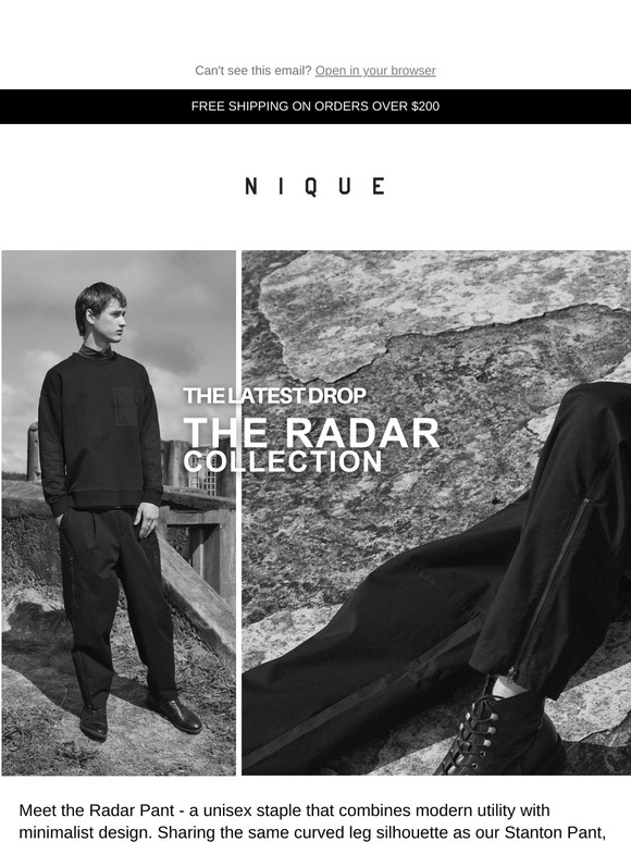 NEW ARRIVAL. The Radar Pant. Utility with an Edge.