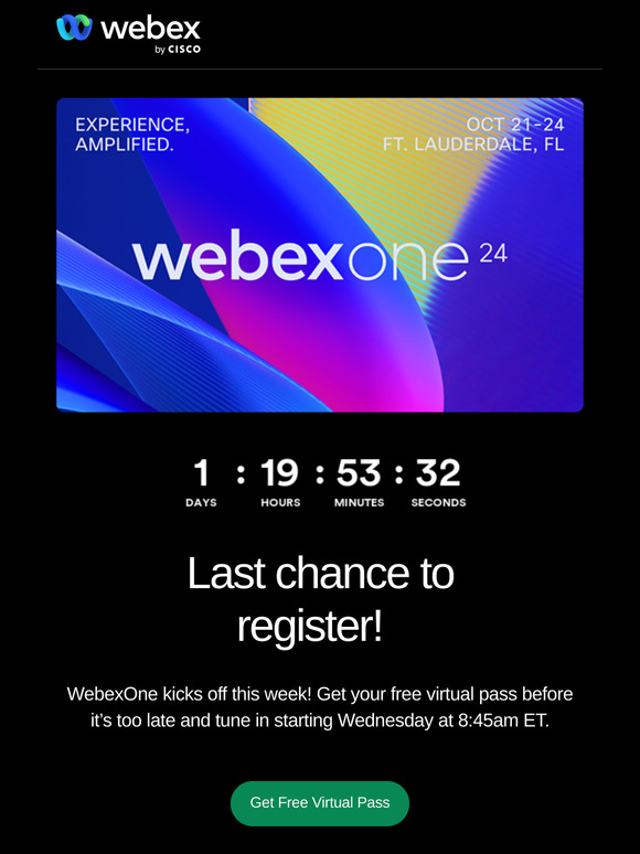 Last Chance! WebexOne starts this week ⏰