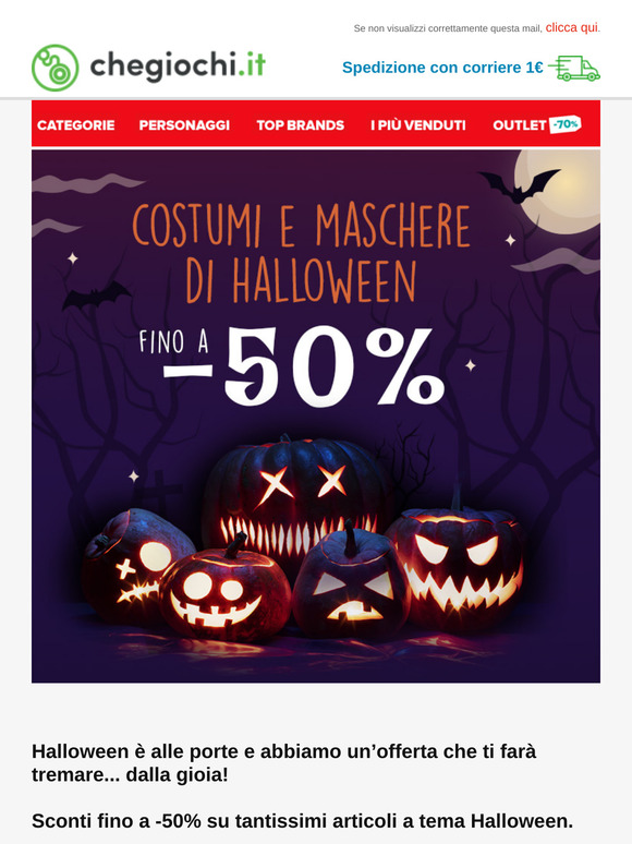 Pronti per Halloween? Se ancora non hai scelto il tuo costume, approfitta dell'offerta!