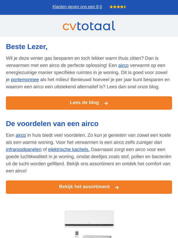 Bespaar gas met een airco!