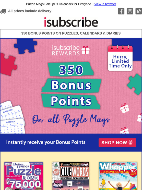 —, Collect 350 Bonus Points now. Limited Time Offer!