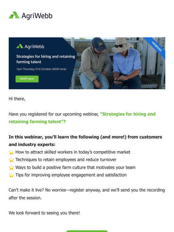 Have you registered for our next webinar on hiring and retaining farming talent?