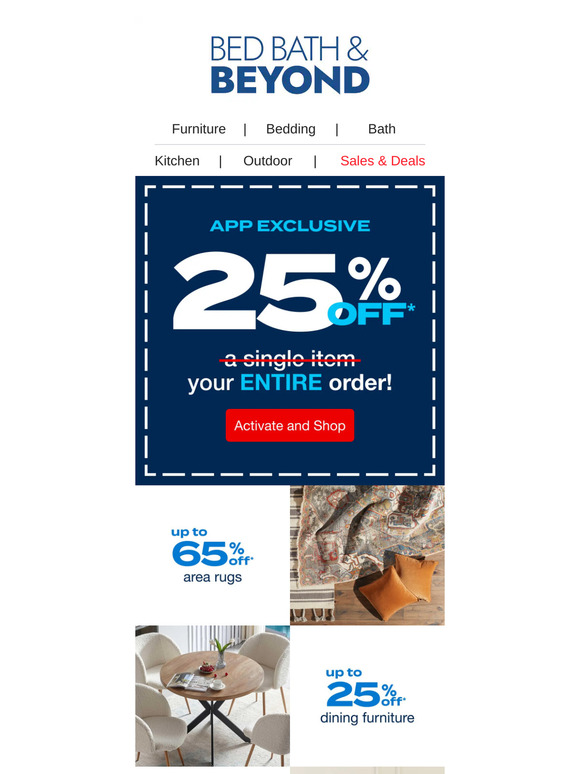 Bed Bath & Beyond ENDS TONIGHT 25 off Apponly Coupon 🚨 Milled