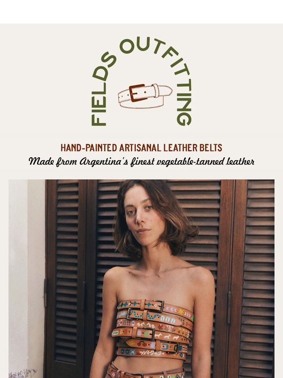 New Hand-Painted Leather Belts - Now in Blue and Green Vegetable Tanned Leather