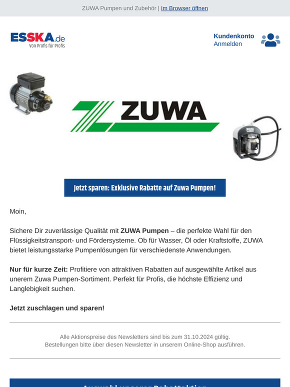 Zuverlässige Qualität mit ZUWA Pumpen