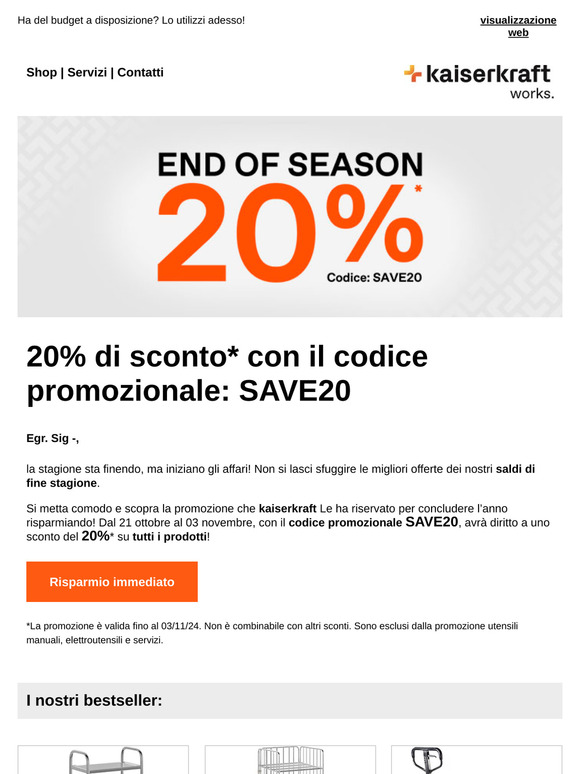 Finire l’anno alla grande!! 20%* su TUTTO