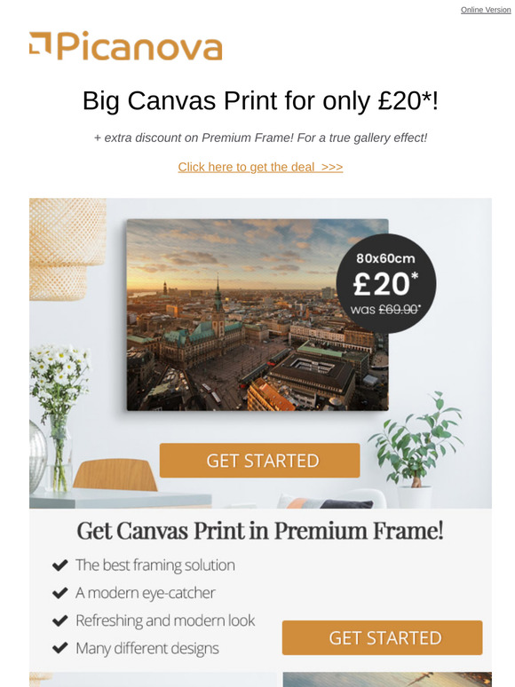 Big Canvas Print £20 + Premium Frame £15