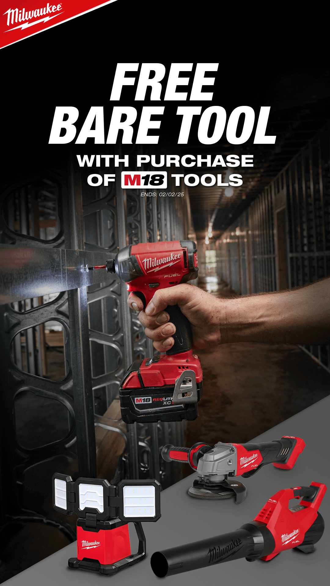 Free Milwaukee Bare Tool With Purchase Of Select M18 Tools