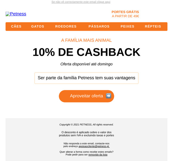 10% de cashback ⏰ Últimos dias para mimar o seu peludo!