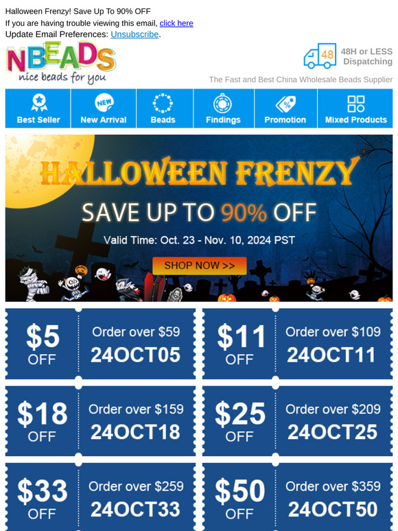 Halloween Frenzy! Save Up To 90% OFF