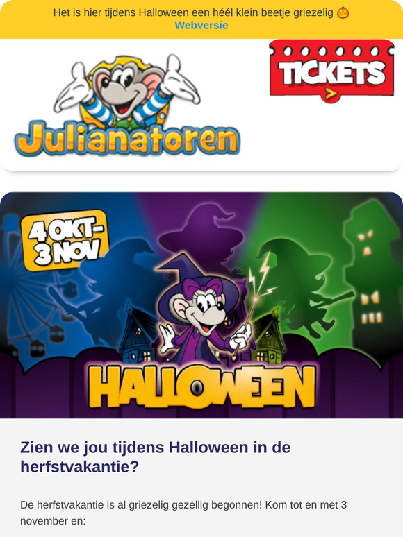 🎃 Vier je herfstvakantie vol Halloweenplezier in Kinderpretpark Julianatoren!