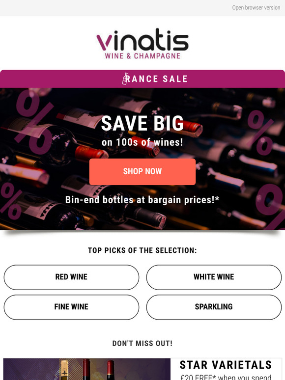 Clearance Sale on 100s of wines! All must go!
