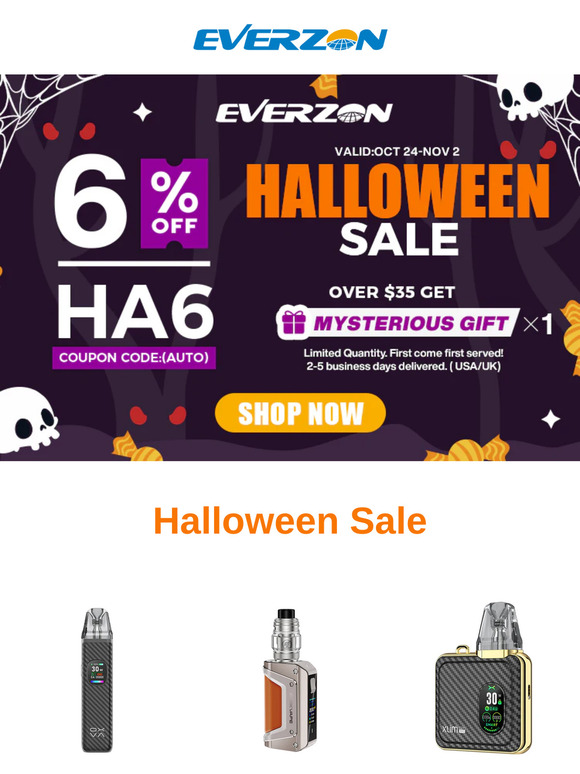 Everzon Halloween Sale 6% OFF Sitewide + Mysterious Gift!