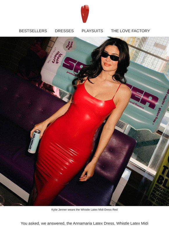 knee length dresses for ladies Kristyn Long Sleeve Midi Dress - Red main image 0