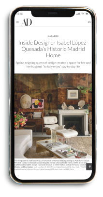 Phone displaying architectural digest content