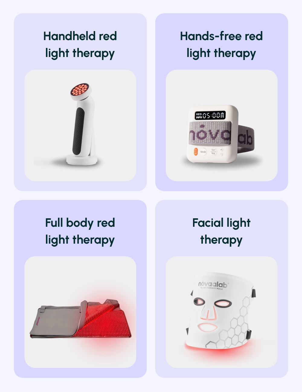 Handheld red light therapy | Hands-free red light therapy | Full body red light therapy | Facial light therapy