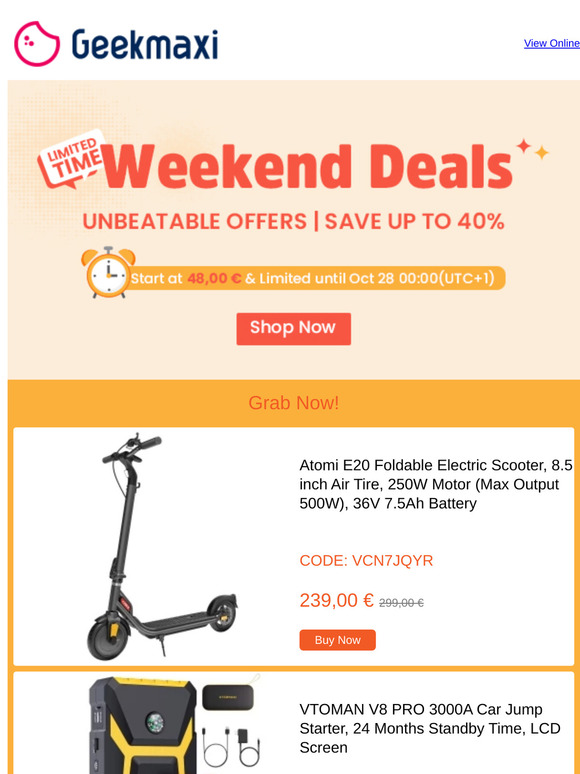 🚨 [Weekend Deals] Up to 40% OFF!