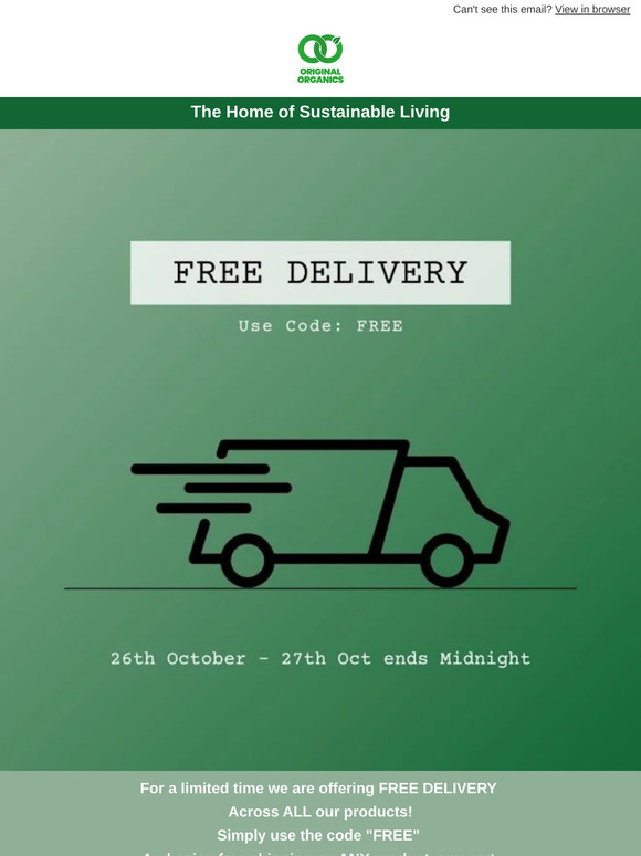 there! It's Free Delivery Weekend!