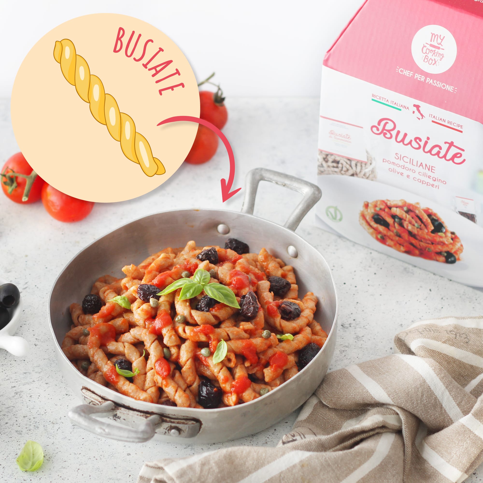 Busiate siciliane con salsa di pomodoro