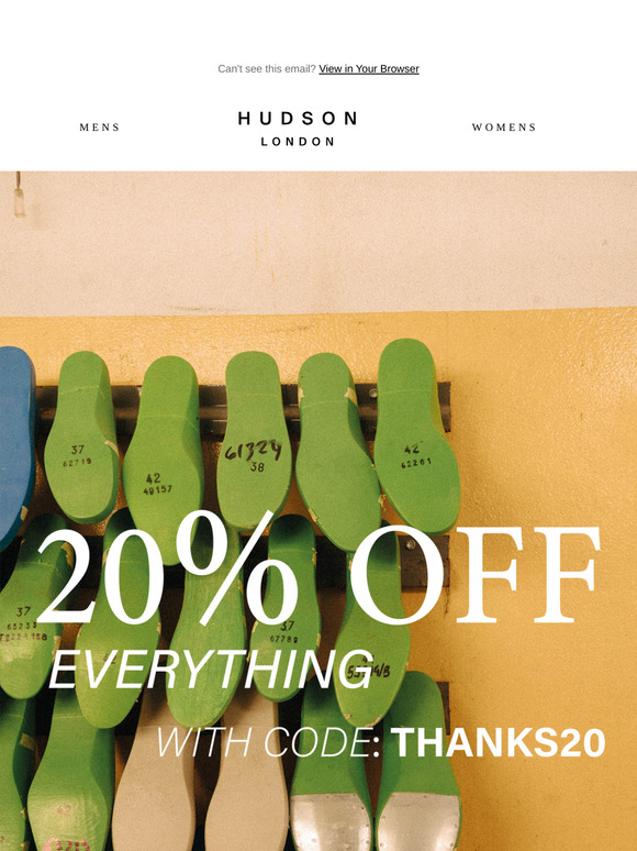 Hudson London | 20% off this weekend