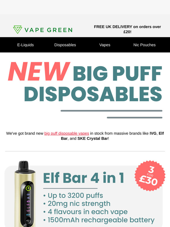 NEW Big Puff Vapes from Elf Bar, IVG & SKE! ⭐️