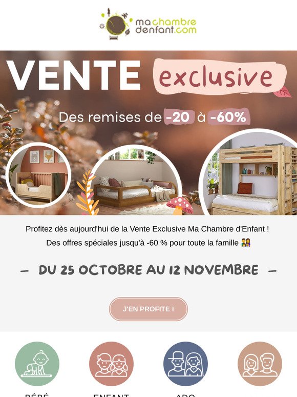 Vente exclusive jusqu'à -60 % : c'est parti 🏃