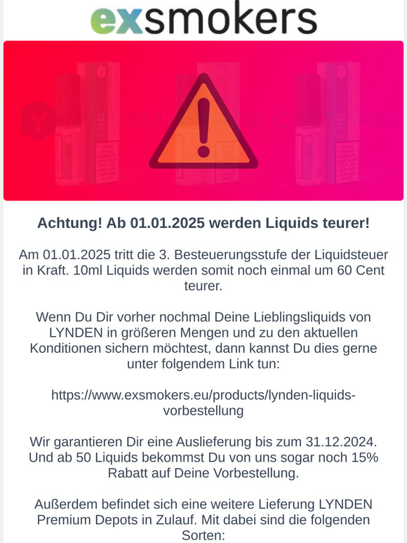 Steuererhöhung auf Liquids ab 2025