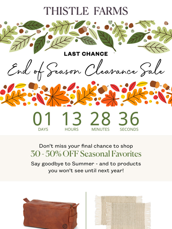 Don't miss out! Shop 30-50% OFF Seasonal Favorites 🍂
