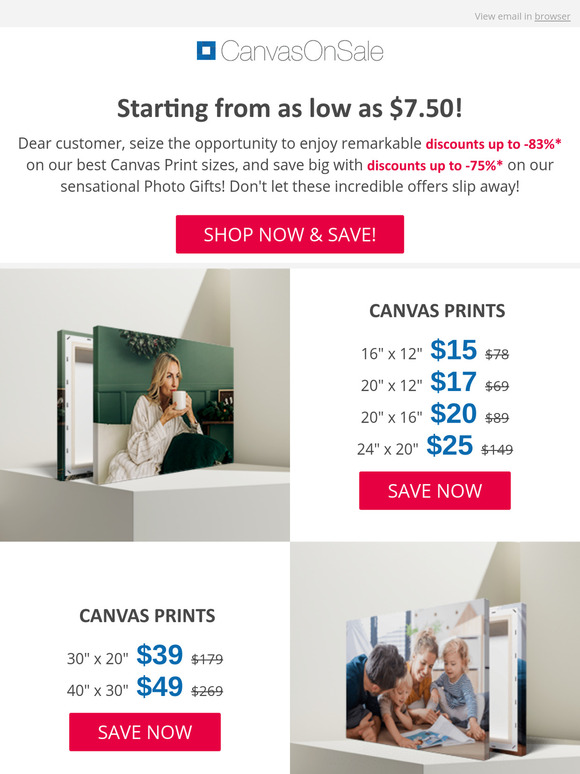 Canvas Prints & Photo Gifts from only $7.50