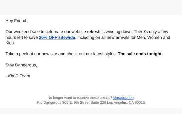 Final Hours: Save 20% Sitewide
