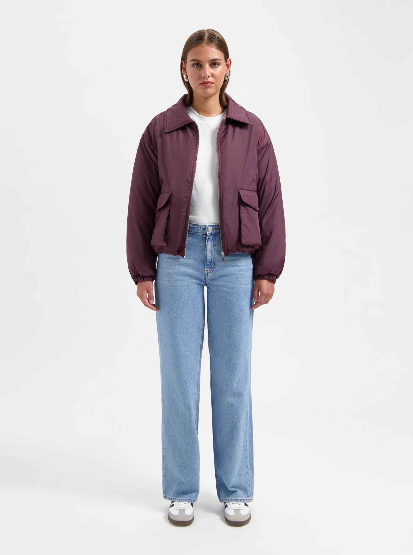 Image of Indy Nylon Pocket Jacket - Burgundy