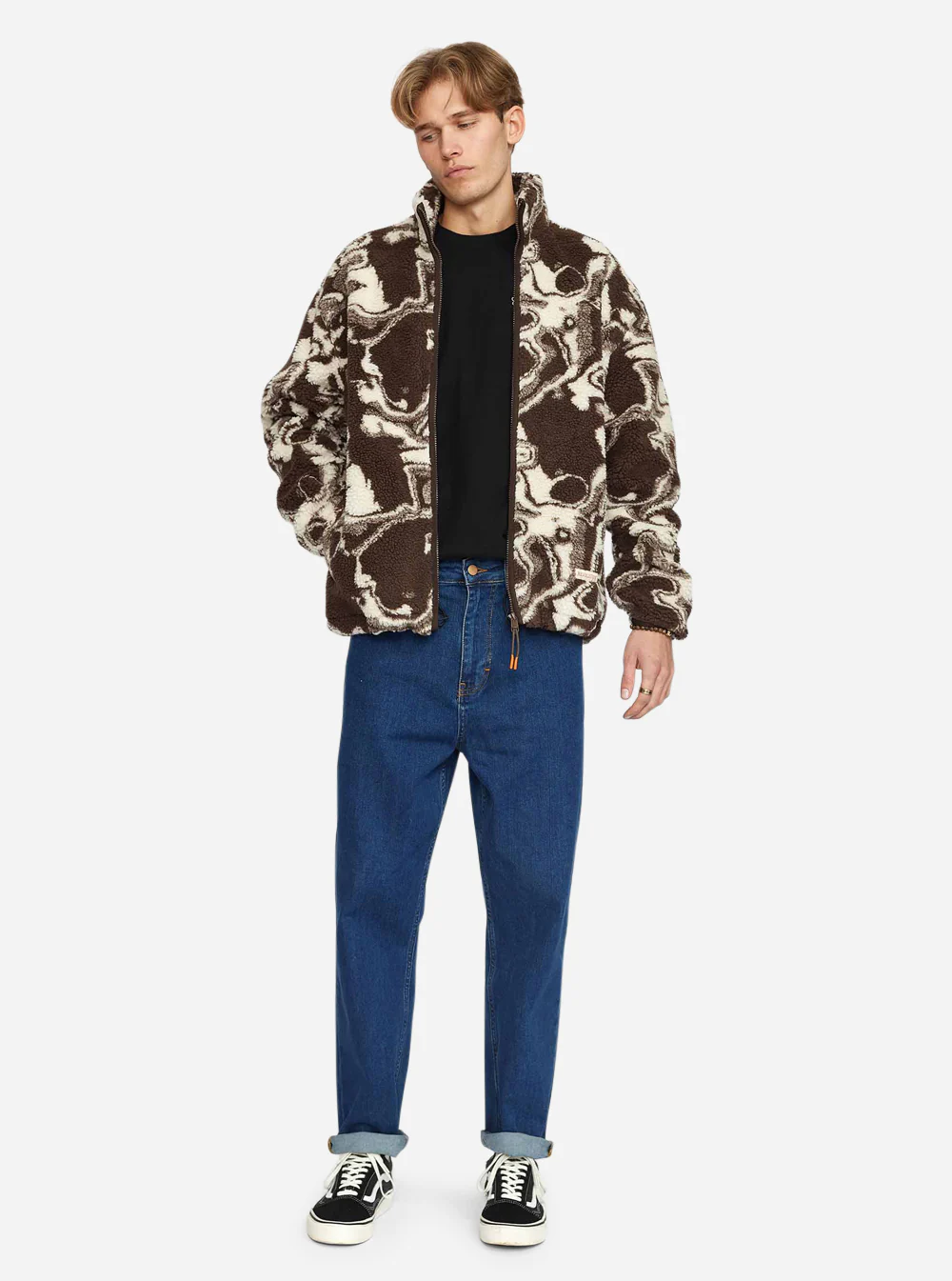 Image of Printed Teddy Jacket - Brown