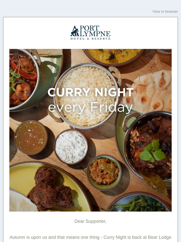Supporter, Friday night curry is back at Bear Lodge!
